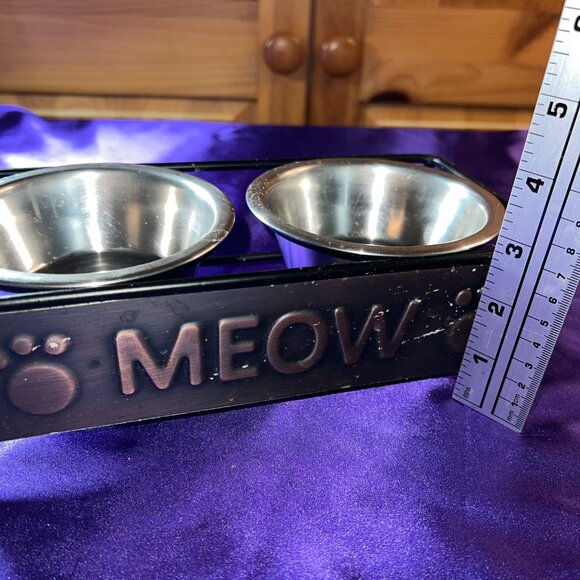 πWhisker City "Meow" Double Diner Cat Bowl, 0.5-cup Copper - Steel - Picture 8 of 14